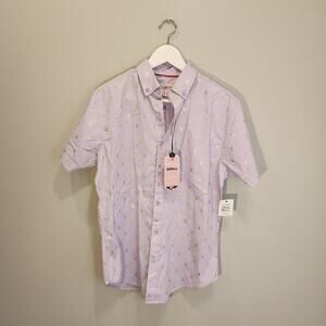 DRILL Clothing Shirt Button Down Purple Gold Bee Casual Preppy Layer - Size M